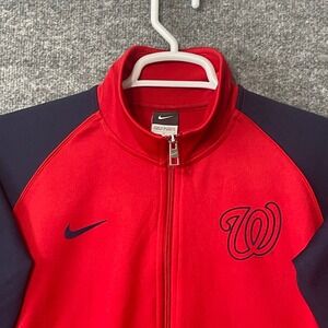 Nike Washington Nationals MLB Track Jacket Womens Large Red Navy Full Zip 31297X